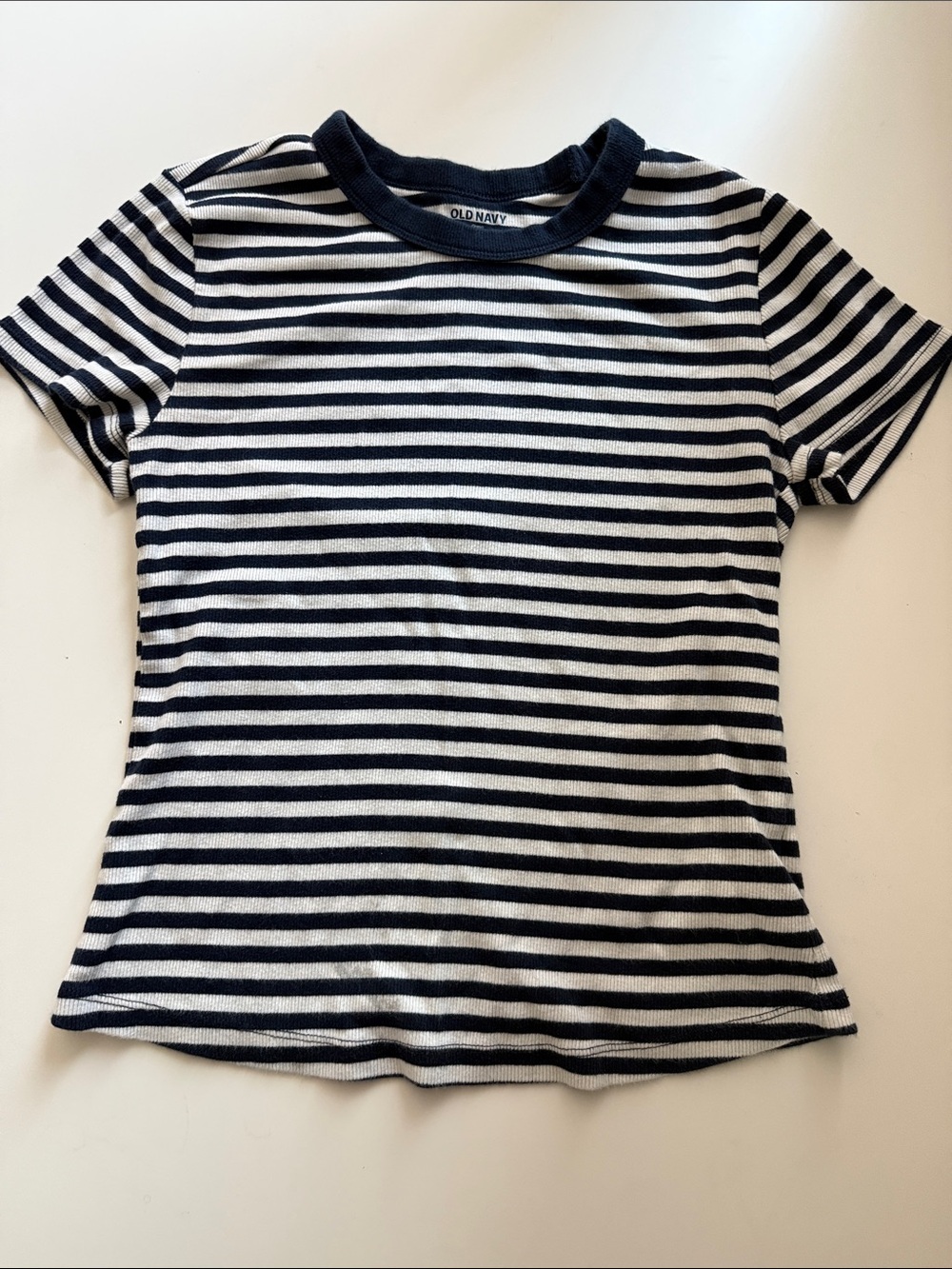 Old Navy Navy & White Striped Short-Sleeve Tee